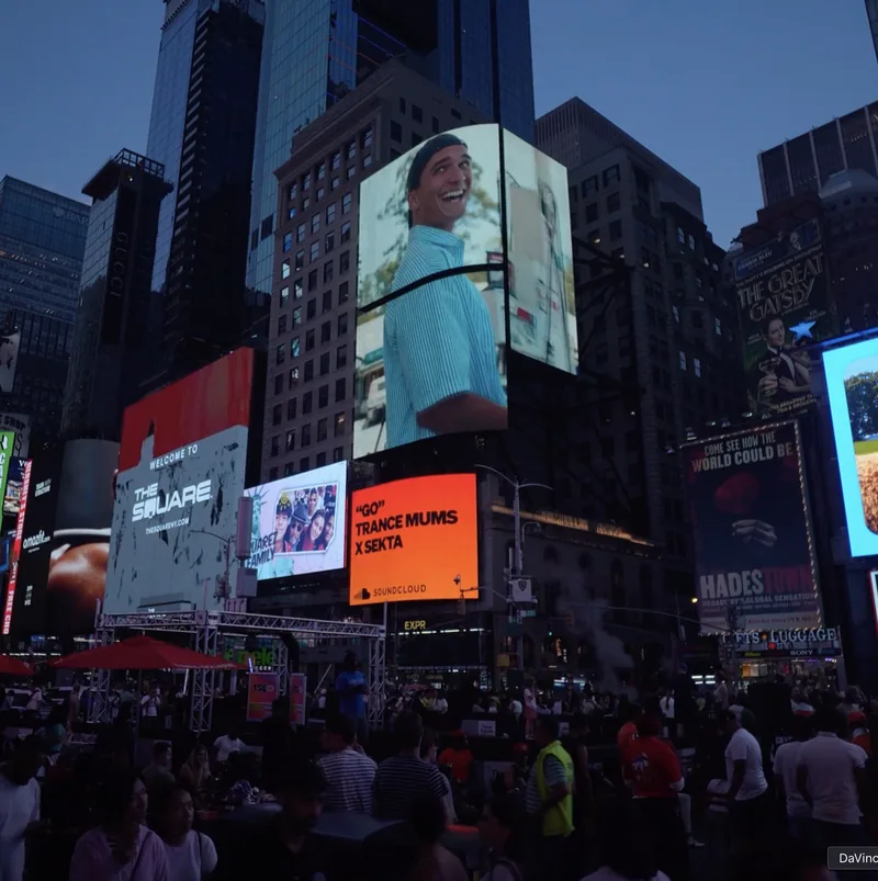 One of Callum’s films displayed on a Times Square billboard.